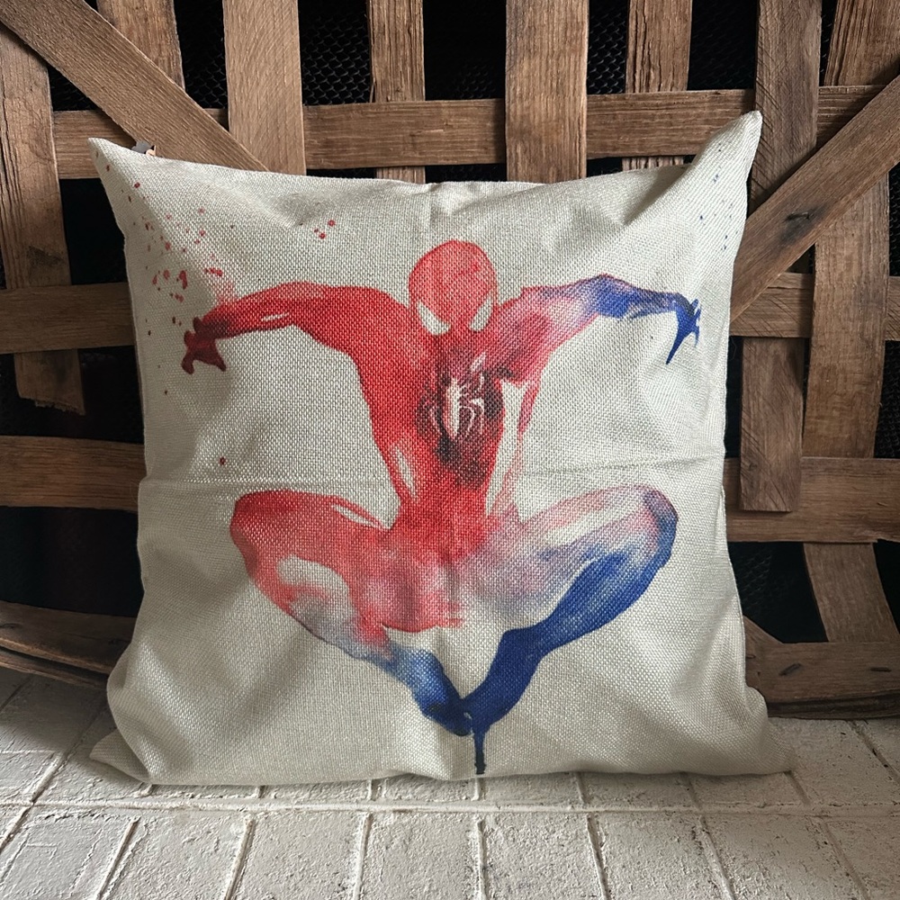 Superhero Print Throw Pillow cover Spider-Man 17 x 17